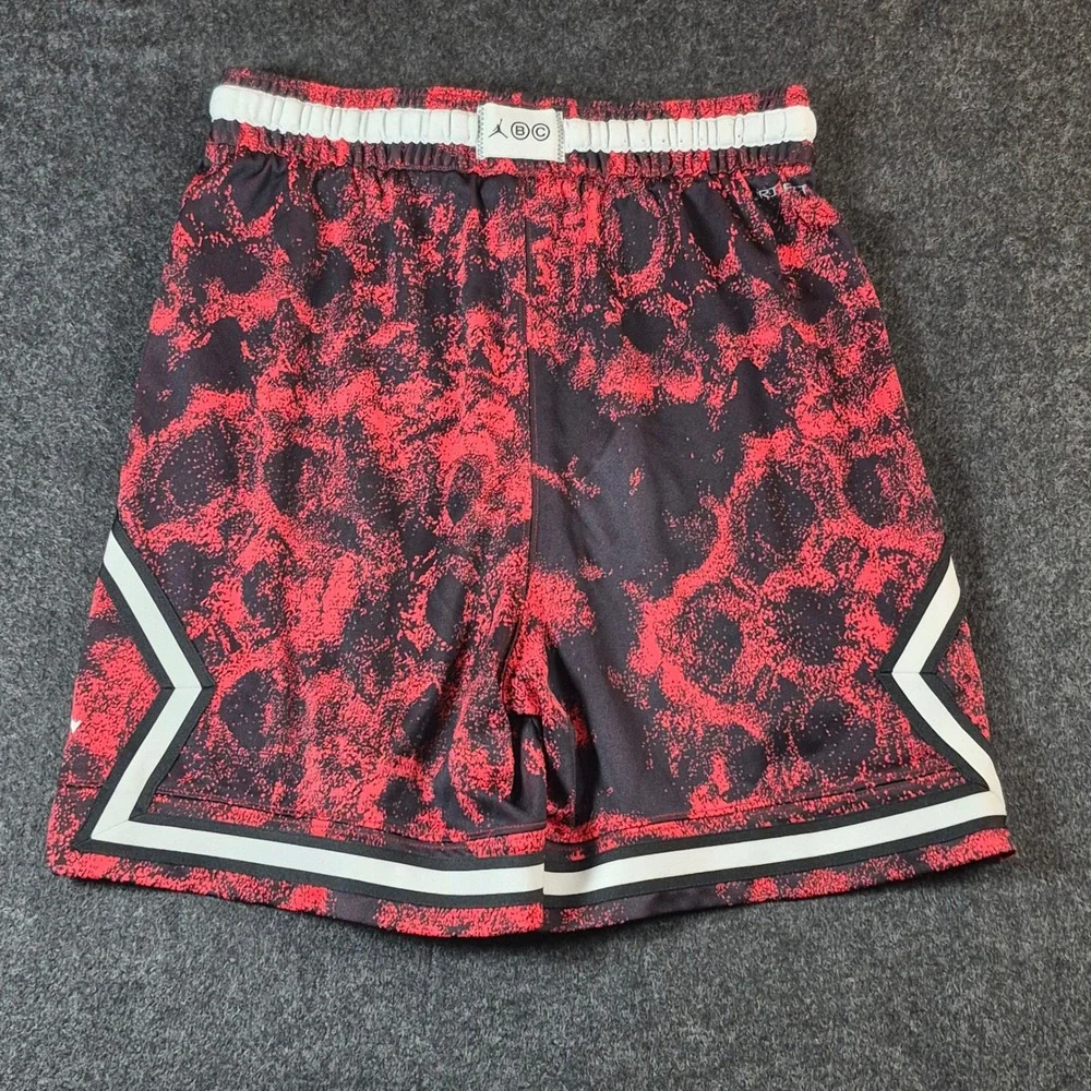 Jordan Mens Breakfast Club Camo Basketball Shorts Red Black Reflective Medium